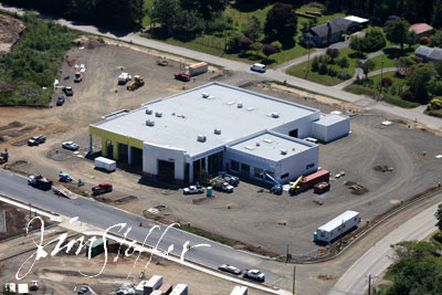 Aerial photo by Jim Stoffer of Lum's Auto Center construction, Warrenton, Oregon