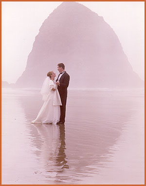 Haystack Rock, Cannon Beach professional wedding photography by Jim Stoffer Photography, Oregon coast, USA
